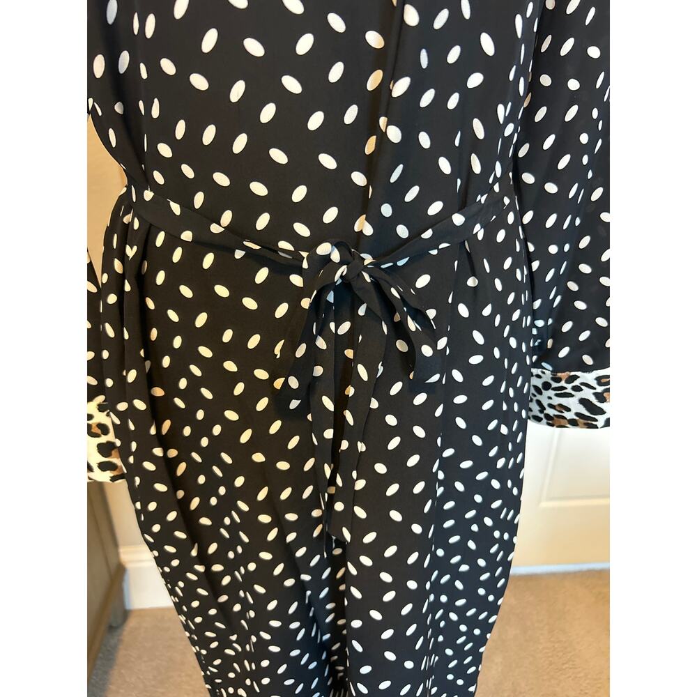 ROSSO35 | 100% Silk Polka Dot Animal Print Belted Dress | 46 (US 12) - Picture 7 of 12